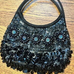 Black Sequin Embellished Women's Bag